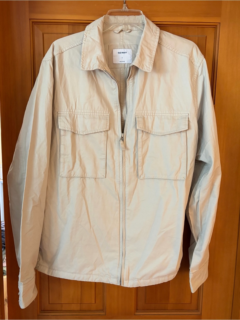 Men’s Old Navy Beige Zip-Up Utility Jacket. NWT Size L